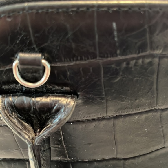 Furla Black Croc-Embossed Leather Handbag with Dust - Picture 3 of 10